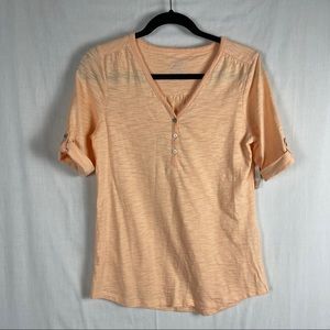 NWT Chicos V-neck Cotton/Modal Henley Top